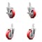 Service Caster 4 Inch Red Polyurethane Wheel Swivel 3/4 Inch Square Stem Caster Brakes, 2PK SCC-SQ20S414-PPUB-RED-TLB-34-2-S-2 - alternate 1
